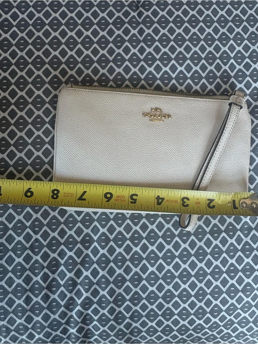 Coach Cream Zip-Around Wristlet with Gold Logo